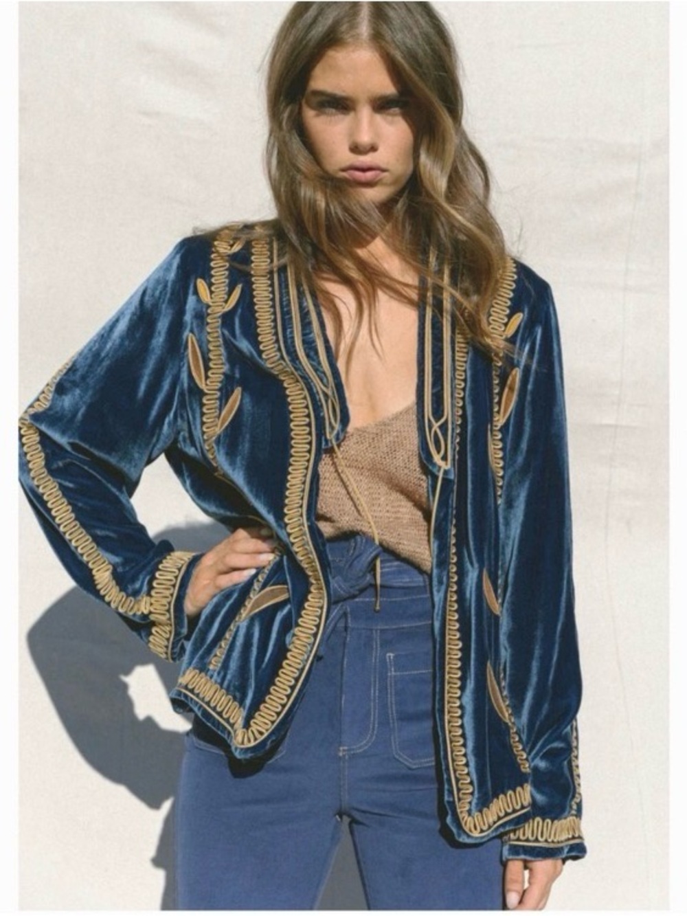 Golden Brown The Label Sugarman Velvet Jacket size XS/S
